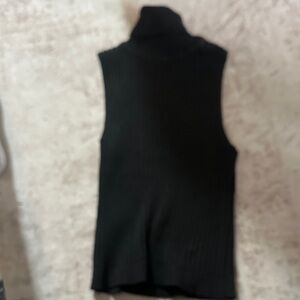 Black Sleeveless Turtleneck Top